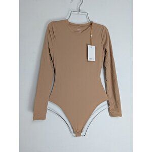 Quince 2-Square Neck/Crew Neck Bodysuits Mocha/Cocoa Women XS -NEW
